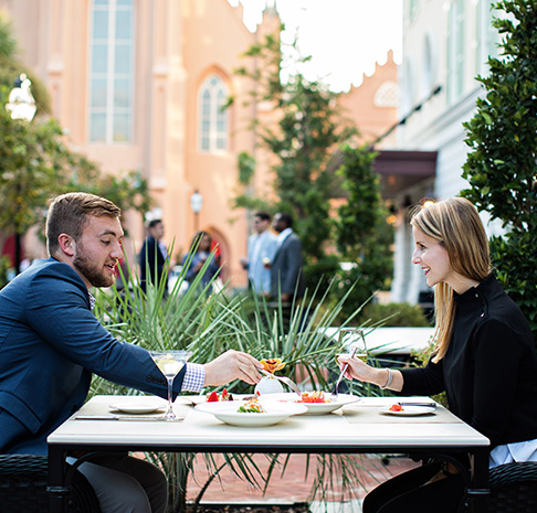 Couple Dining on the Outdoor Terrace