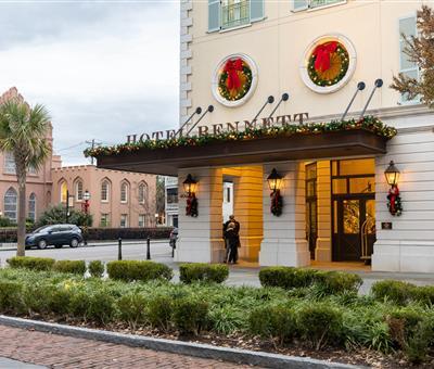 Outside of Hotel Bennett Christmas Time