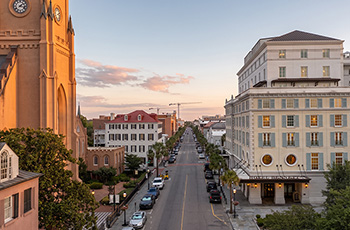 Charleston sunset of city