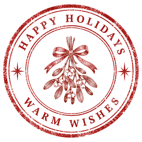 Happy Holidays Warm Wishes Mistletoe Stamp