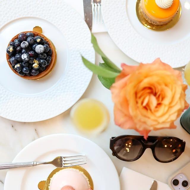 desserts displayed on table